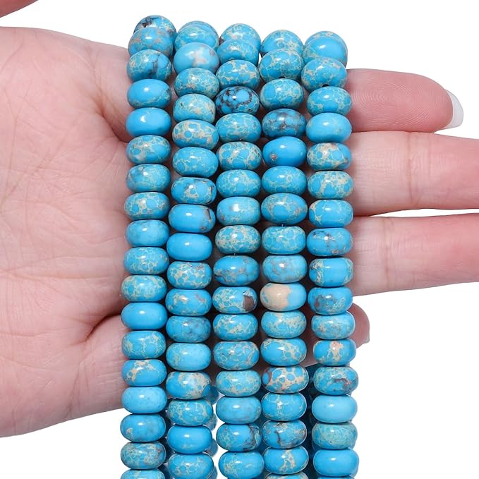 Songxi 5x8mm Natural Blue Emperor Stone Rondelle Beads, Gemstone by SongXi