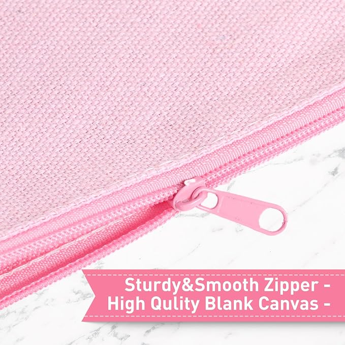 Reginary 80 Pack Canvas Zipper Makeup Bags Bulk Pencil Pouches Blank DIY Craft - Image 3