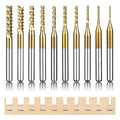 Titanium Coated Engraving Milling Cutter Carbide Bits, 1/8'' Shank, 10 Pieces by YEEZUGO