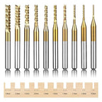 Titanium Coated Engraving Milling Cutter Carbide Bits, 1/8'' Shank, 10 Pieces by YEEZUGO