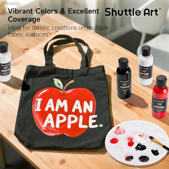 Shuttle Art White Fabric Paint, 4 oz Fabric Paint - Image 6