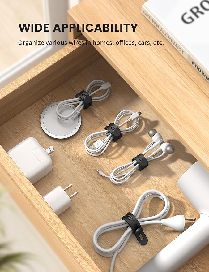 Lamicall 10Pack Reusable Cord Organizer Cable Ties - Image 4