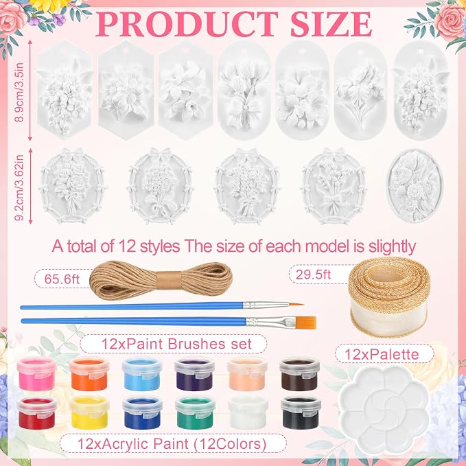Teyva Daily 12 Sets Flower Ceramic Painting Kit DIY Ceramic to Paint Your Own - Image 2