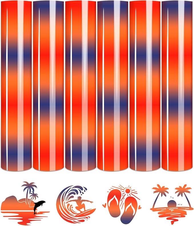 Tintnut Red Blue Gradient Heat Transfer Vinyl, easy cut & weed, stretch washable by Tintnut