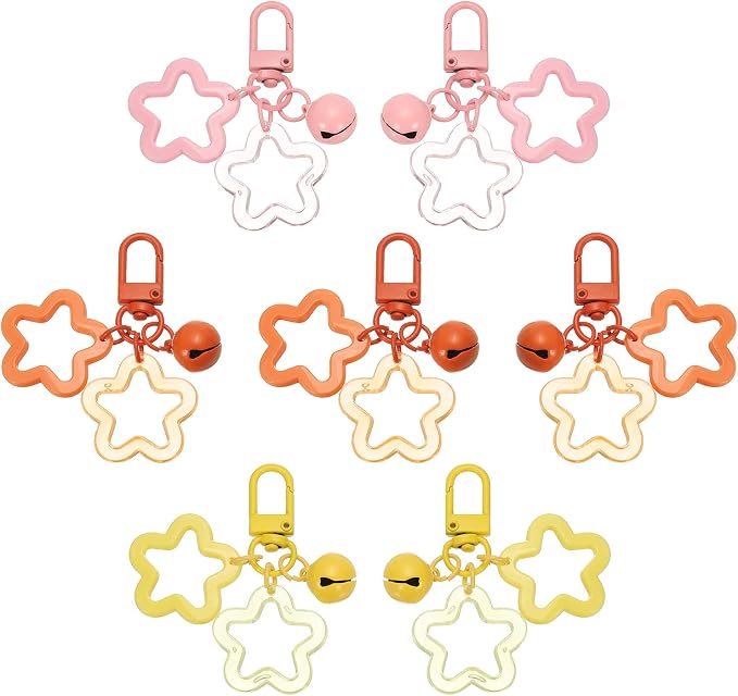 PATIKIL Star Keychain, Candy Color Acrylic Pentagram Keychain Stars Charms Bell by PATIKIL