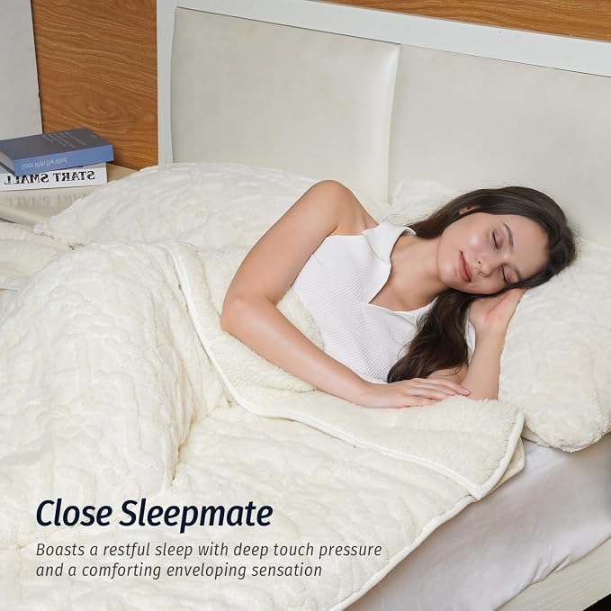 Wemore Weighted Blanket for Adults Twin Size 15 lbs, Dual Sided Soft Fuzzy - Image 3