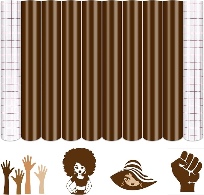 Tintnut Skin Tone Permanent Vinyl 8 Pcs 12x10in Dark Brown Adhesive Vinyl | by Tintnut