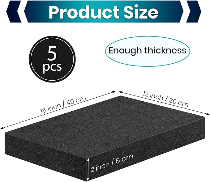 5 Pcs 16 x 12 x 2 Inches Polyurethane Foam - Image 2
