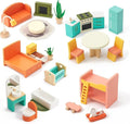 Giant bean 26 Pcs Large Wooden Dollhouse Furniture 5 Set by GIANTBEAN