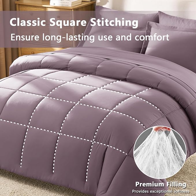 CozyLux Queen Comforter Set Dusty Purple, 7 Pieces Bed in a Bag Queen, All - Image 6