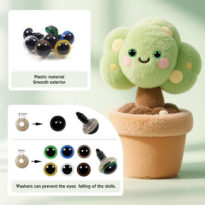 TOAOB 140pcs 8mm Colorful Plastic Safety Eyes Craft Eyes - Image 3