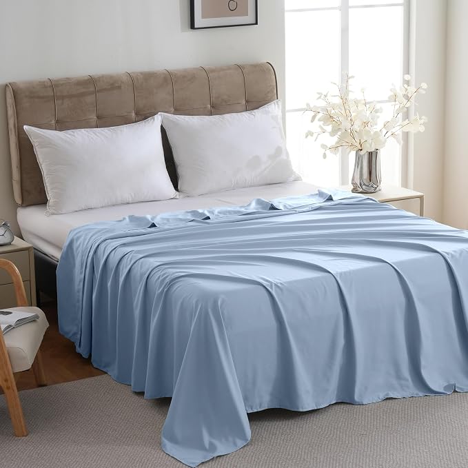 ZPECC King Flat Sheet Only 6 Pack, Durable Light Blue Top Bed Sheets - Image 2