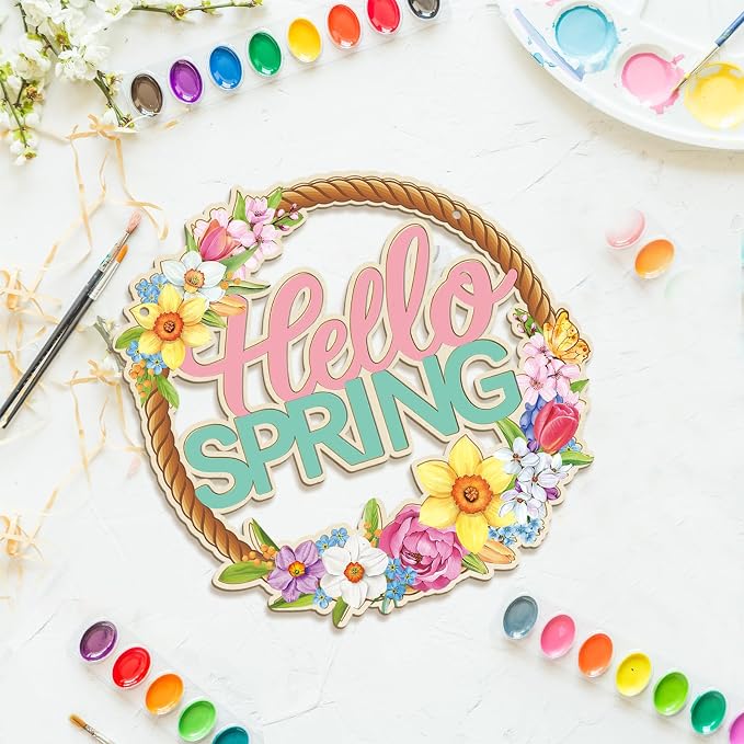 Large Size 12" Wooden Spring Ornaments to Paint, Flower Wooden DIY Blank - Image 6