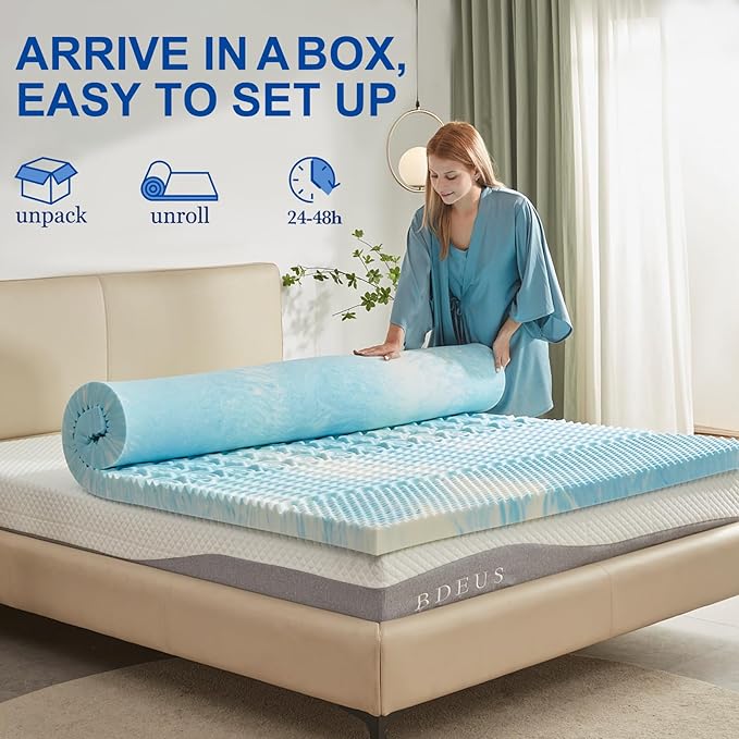 SINWEEK 2 Inch Mattress Topper 5-Zone Memory Foam Mattress Topper Pressure - Image 5