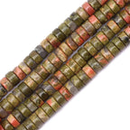 Natural Stone Heishi Beads for Necklace Making, 4 mm x 2 mm Small Flat Round by YUGDRUZY