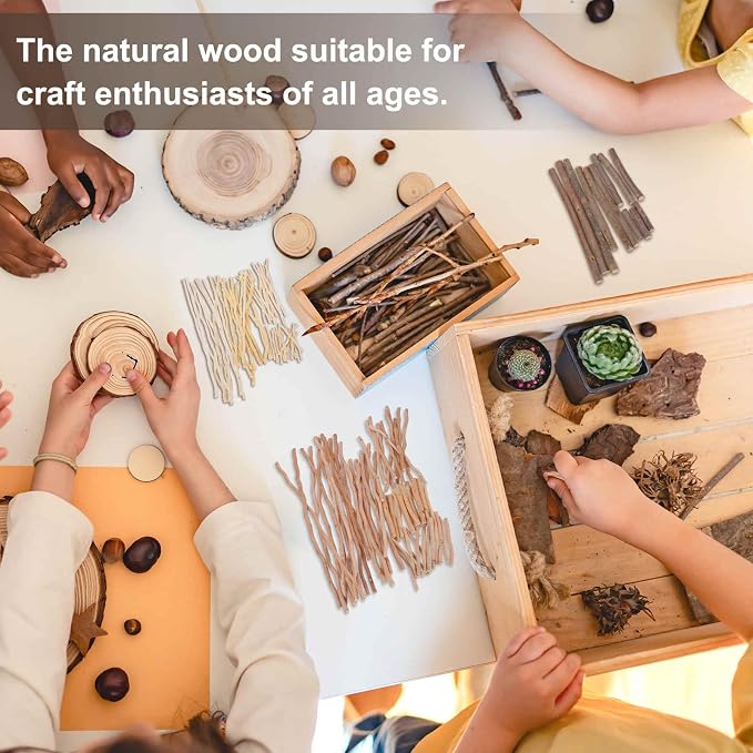 MECCANIXITY 30Pcs 7.9" Natural Wood Log Sticks, 0.2" to 0.4" Dia Wooden Craft - Image 4