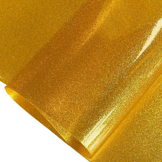 ONEART | Mango Yellow Transparent Glitter Vinyl Roll, 0.7 mm Solid Clear PVC - Image 3