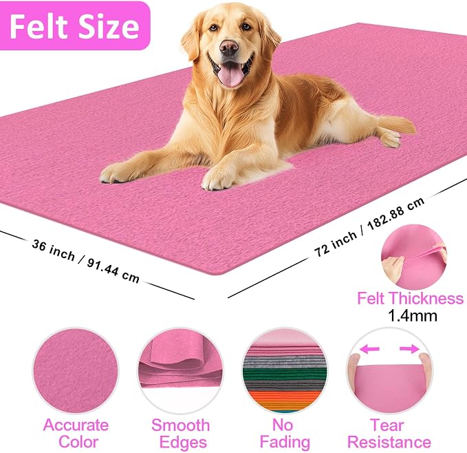 XSEINO Dust Pink Large Felt Fabric 72" X 36 ", 1.4 mm Thick Soft Felt Fabric - Image 2