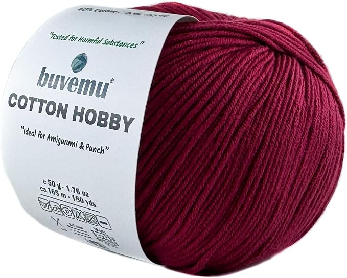 Cotton Hobby Yarn for Amigurumi Crochet & Knitting | 1.76 oz / 180 yds by buvemu