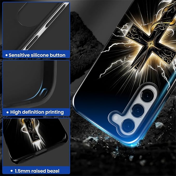 for Samsung Galaxy S23 Case, Cool Cross Pattern Glossy 2 in 1 Shockproof Bumper - Image 4