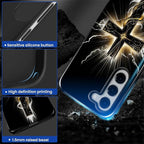 for Samsung Galaxy S23 Case, Cool Cross Pattern Glossy 2 in 1 Shockproof Bumper - Image 4