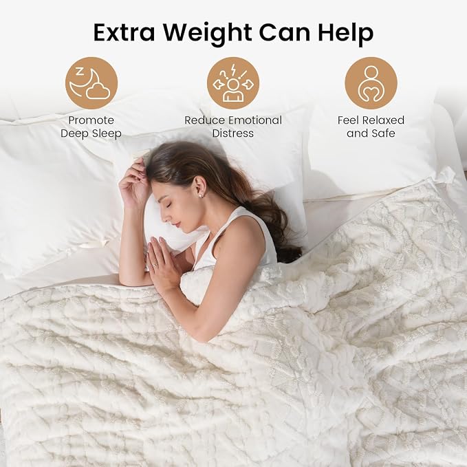 Drewin Weighted Blanket for Adults Queen Size 15 lbs, Soft Fuzzy Jacquard - Image 2
