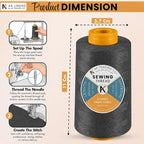 AK TRADING CO. 4-Pack Dark Gray All Purpose Sewing Thread Cones of High Tensile - Image 2