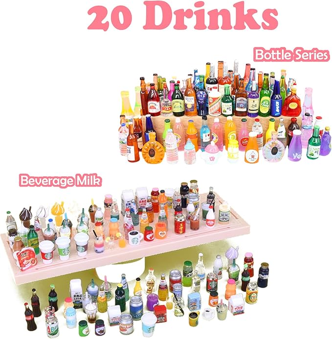 150Pcs Miniatures Food Drinks Bottles Doll House Accessories 1:12 Playset - Image 5
