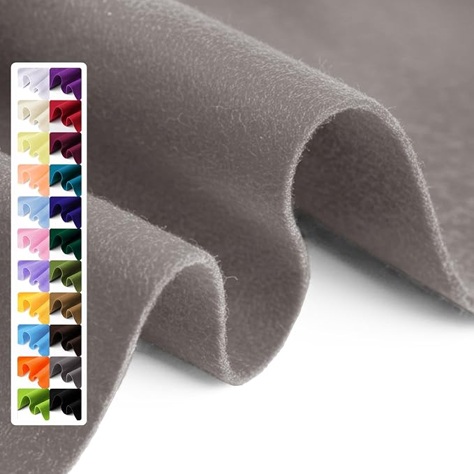 Light Gray Soft Felt Fabric Sheet 36" x 36", 1.6mm Thick, Premium Craft Felt by Grainear