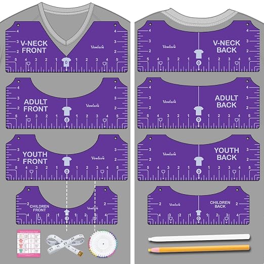 Vowlove Tshirt Ruler Guide Set for Cricut, Shirt Measure Ruler Centering Tool by Vowlove