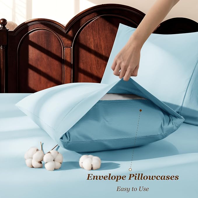LBRO2M 100% Cotton Sheets Set Deep Pocket 19", 1000 Thread Count Full Size 4 - Image 6