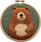 DIY Punch Needle Kits Cartoon Cute Brown Bear by Unknown
