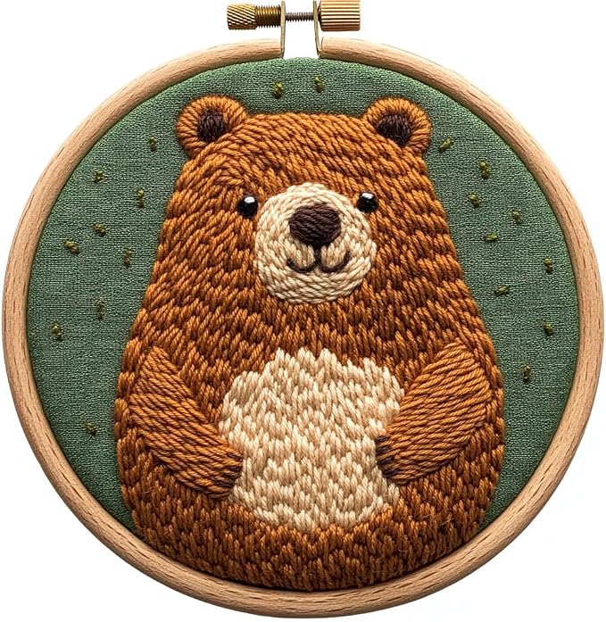 DIY Punch Needle Kits Cartoon Cute Brown Bear by Unknown
