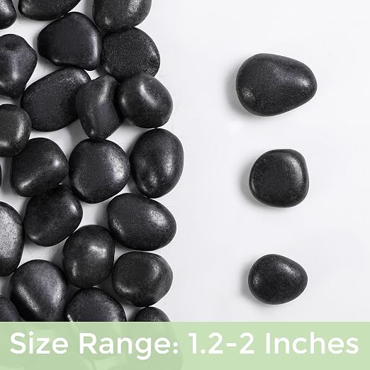 SIDONG 10 lbs Black River Rocks, 1.2-2 Inches Polished Pebbles - Image 8