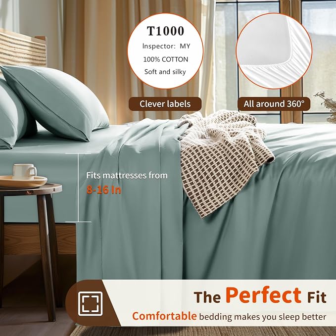 LBRO2M Split King Sheet Sets for Adjustable Bed 1000 Thread Count 100% Egyptian - Image 3