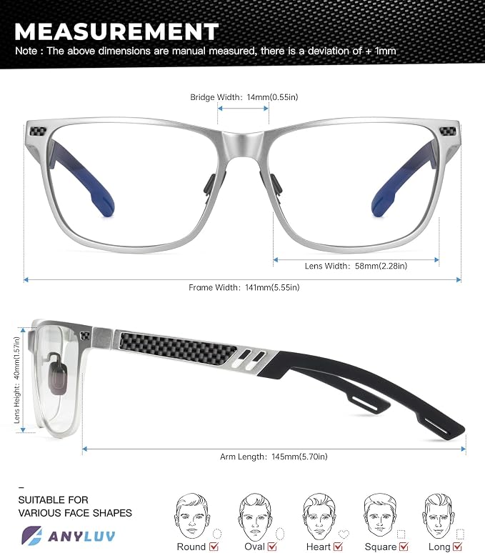 ANYLUV Blue Light Blocking Glasses Men Computer Gaming Glasses Lightweight - Image 5