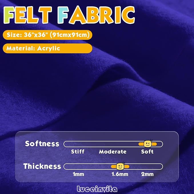 Royal Blue 36" X 36" Felt Fabric Sheet - Image 2