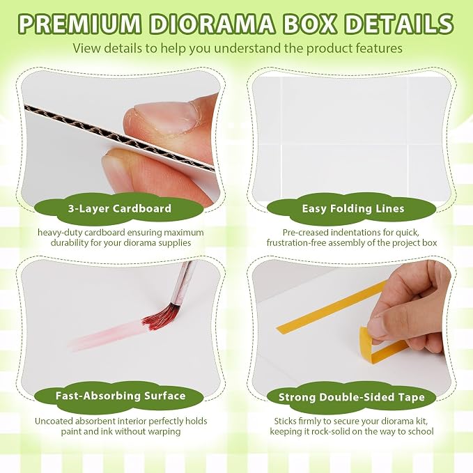 DZrudun 2Pcs Diorama Box for School Projects and 4 Habitat Background Cards | - Image 5
