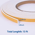 Kikerike Self Adhesive Foam Tape Weatherstrip 1/4in x 1/8in x 13Ft High Density - Image 2