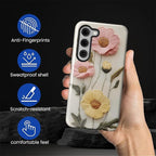 Case for Samsung Galaxy S23 Case, Faux Embroidery Boho Floral Design Hybrid - Image 5