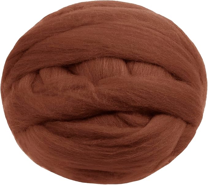 JeogYong Needle Felting Wool, 7.05oz Wool Roving Chunky Wool Yarn, Caramel Wool by JeogYong