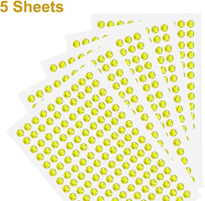 HARFINGTON 5 Sheet/800pcs Rhinestone Adhesive Stickers Self Adhesive Acrylic - Image 3