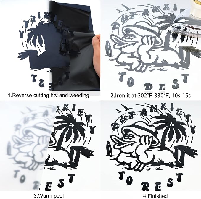 FUNKAKA Black HTV Heat Transfer Vinyl Bundle, 10 Sheets Sticky HTV Vinyl - Image 5