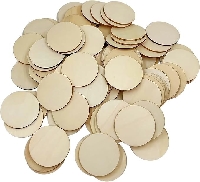 120 Pcs Unfinished Wood Circle Coins, 2 Inch Natural Wood Slices, Disc Blank by SPKESE