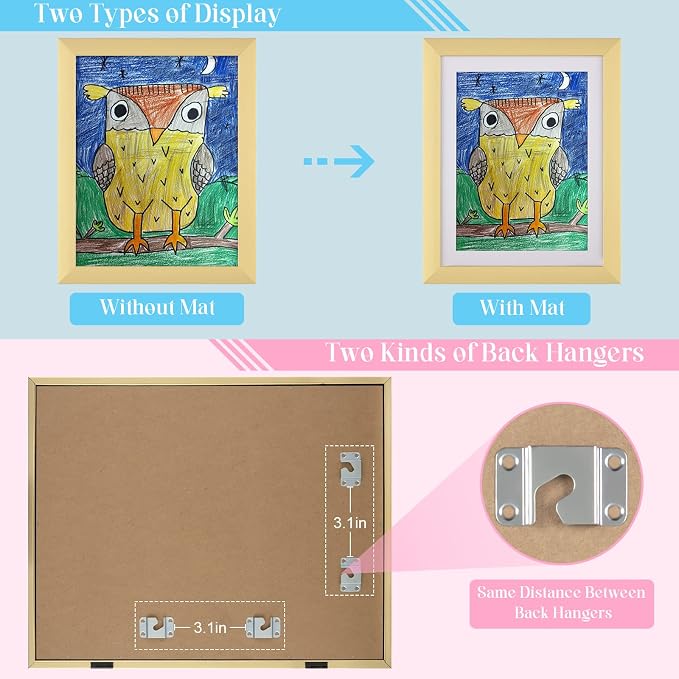Kids Art Frames, 11x14 Front Opening Kids Artwork Frames Changeable, Holds 50 - Image 4