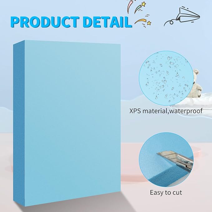 LuckyFoam Blue 4 Pack 12x7.5x2 inch Foam Sheets 2 Inch | Polystyrene Rectangles - Image 4