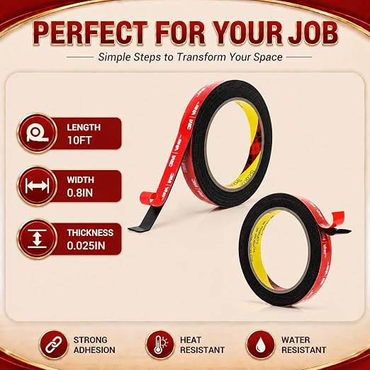 Double Sided Tape Heavy Duty 10FT, Very Sticky Adhesive Mounting Tape, Works - Image 7