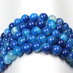 MJDCB Natural Stone Beads Blue Striped Agate Round Loose Beads - Image 6
