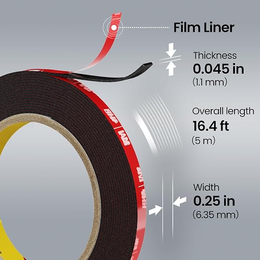 Double Sided Heavy Duty Tape, 16.4 FT × 0.25 in Mounting Adhesive Foam Tape - Image 2