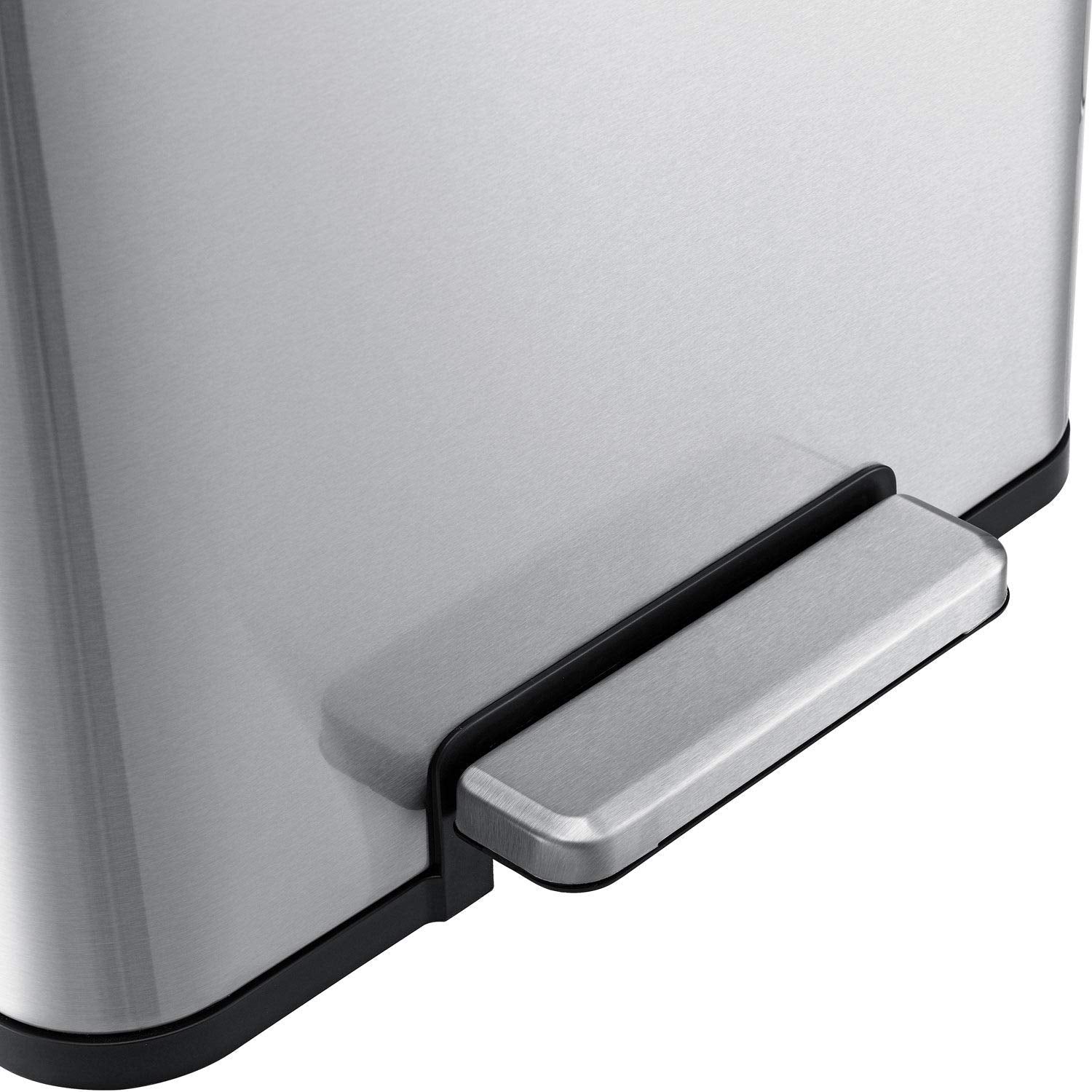 Global Industrial 12 Gallon Stainless Steel Trash Can, Rectangular Step-On